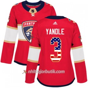 Dame Ishockey Florida Panthers Tröja Keith Yandle 3 Adidas 2017-2018 Röd USA Flag Fashion Authentic